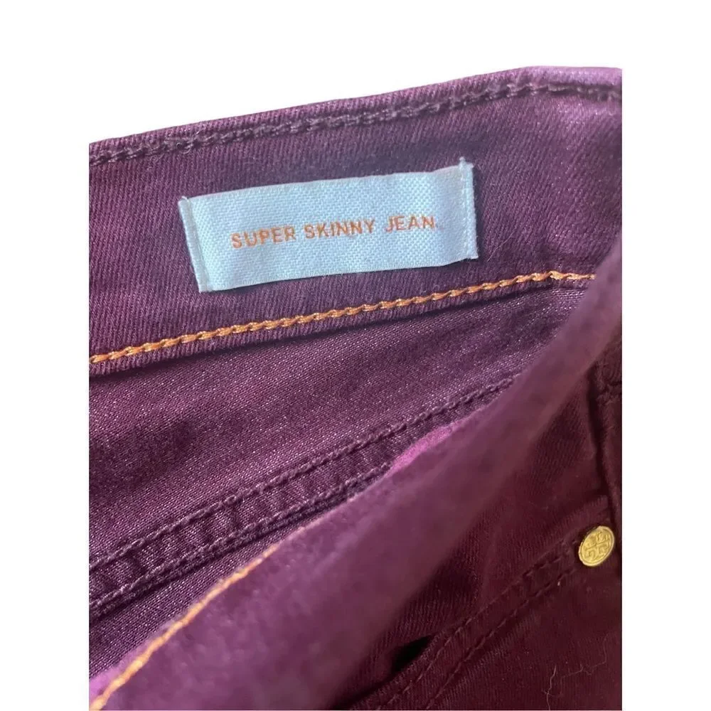 Tory Burch dark plum‎ super skinny mid rise jean size 26